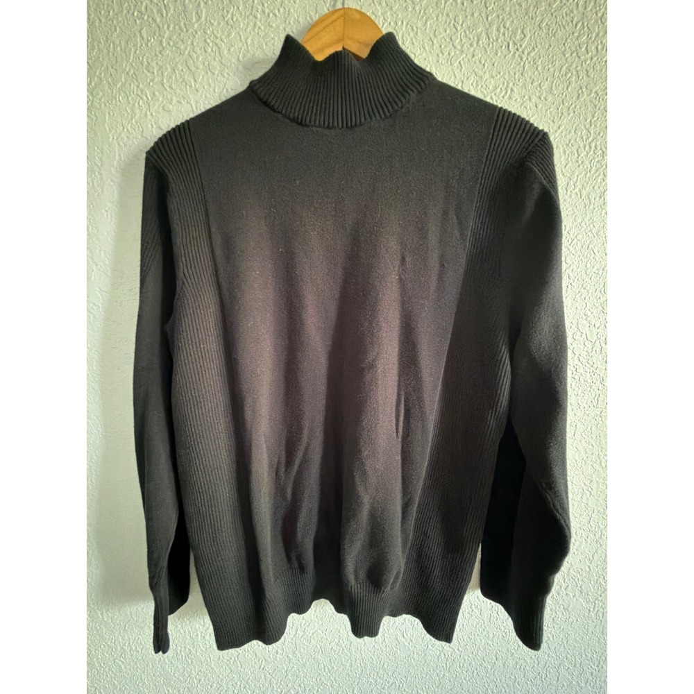 Ribbed Westbound Woman Mock Neck Sweater Womens 1X Black Excellent